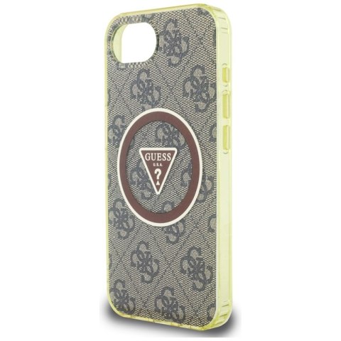 Guess IML Metal Glitter 4G Circle Triangle MagSafe - Etui do iPhone 16e (brązowy) Guess IML Metal Glitter 4G Circle Triangle MagSafe - Etui do iPhone 16e (brązowy)