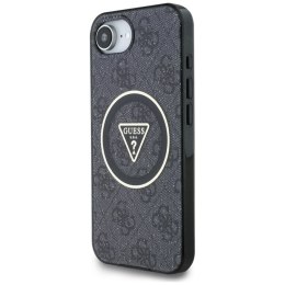 Guess IML Metal Glitter 4G Circle Triangle MagSafe - Etui do iPhone 16e (czarny)