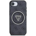 Guess IML Metal Glitter 4G Circle Triangle MagSafe - Etui do iPhone 16e (czarny)