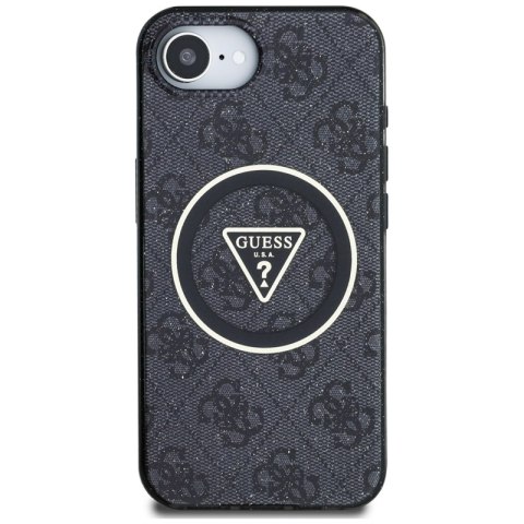 Guess IML Metal Glitter 4G Circle Triangle MagSafe - Etui do iPhone 16e (czarny) Guess IML Metal Glitter 4G Circle Triangle MagSafe - Etui do iPhone 16e (czarny)