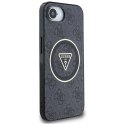 Guess IML Metal Glitter 4G Circle Triangle MagSafe - Etui do iPhone 16e (czarny)