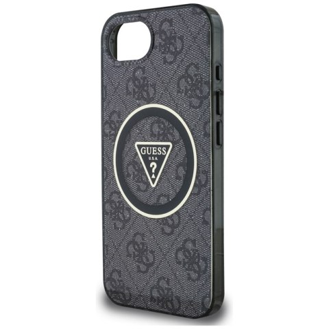 Guess IML Metal Glitter 4G Circle Triangle MagSafe - Etui do iPhone 16e (czarny) Guess IML Metal Glitter 4G Circle Triangle MagSafe - Etui do iPhone 16e (czarny)