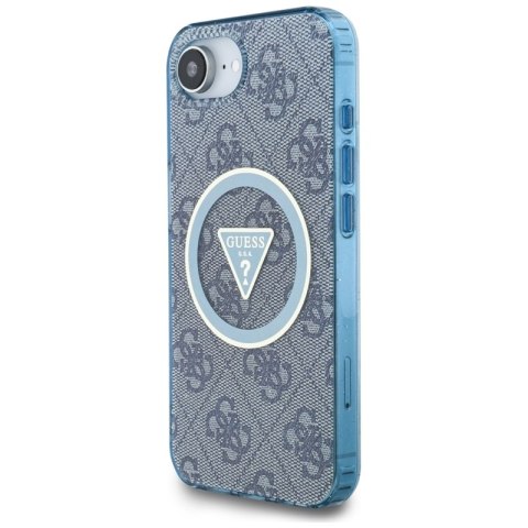 Guess IML Metal Glitter 4G Circle Triangle MagSafe - Etui do iPhone 16e (niebieski) Guess IML Metal Glitter 4G Circle Triangle MagSafe - Etui do iPhone 16e (niebieski)