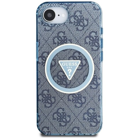 Guess IML Metal Glitter 4G Circle Triangle MagSafe - Etui do iPhone 16e (niebieski) Guess IML Metal Glitter 4G Circle Triangle MagSafe - Etui do iPhone 16e (niebieski)