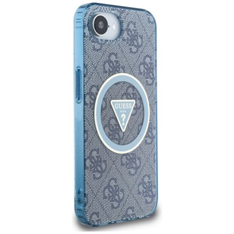 Guess IML Metal Glitter 4G Circle Triangle MagSafe - Etui do iPhone 16e (niebieski) Guess IML Metal Glitter 4G Circle Triangle MagSafe - Etui do iPhone 16e (niebieski)