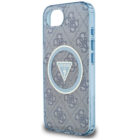 Guess IML Metal Glitter 4G Circle Triangle MagSafe - Etui do iPhone 16e (niebieski) Guess IML Metal Glitter 4G Circle Triangle MagSafe - Etui do iPhone 16e (niebieski)