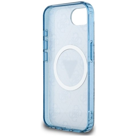 Guess IML Metal Glitter 4G Circle Triangle MagSafe - Etui do iPhone 16e (niebieski) Guess IML Metal Glitter 4G Circle Triangle MagSafe - Etui do iPhone 16e (niebieski)