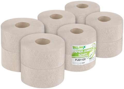 Papier toaletowy JUMBO szary(12szt) 120m makulatura 1 warstwa PJS1120 WELMAX Papier toaletowy JUMBO szary(12szt) 120m makulatura 1 warstwa PJS1120 WELMAX