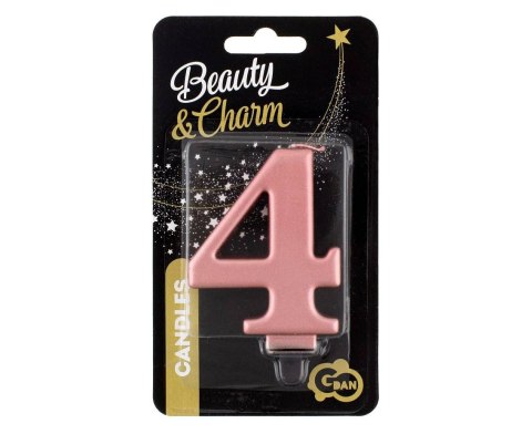 Świeczka cyferka 4, metalik Rose Gold, 8 cm Świeczka cyferka 4, metalik Rose Gold, 8 cm