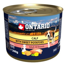 ONTARIO konserwa dla psów Cielęcina, Słodkie Ziemniaki., Mniszek lekarski, olej lniany 200g (214-2016)