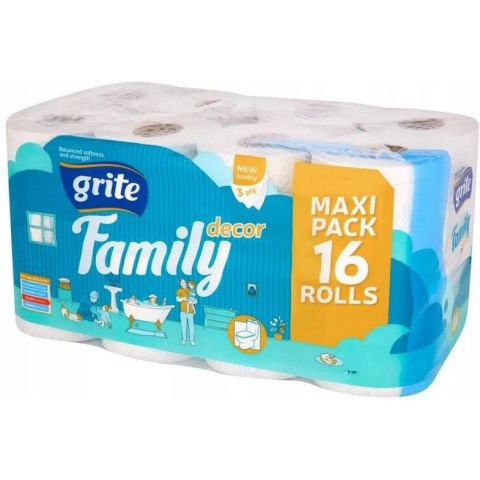 Papier toaletowy GRITE Family Decor (16 rolek) 3 warstwy 145 listków Papier toaletowy GRITE Family Decor (16 rolek) 3 warstwy 145 listków