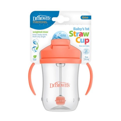TC91103 KUBEK PIERWSZA SŁOMKA 270 ML KORALOWY 6+ TC91103 KUBEK PIERWSZA SŁOMKA 270 ML KORALOWY 6+