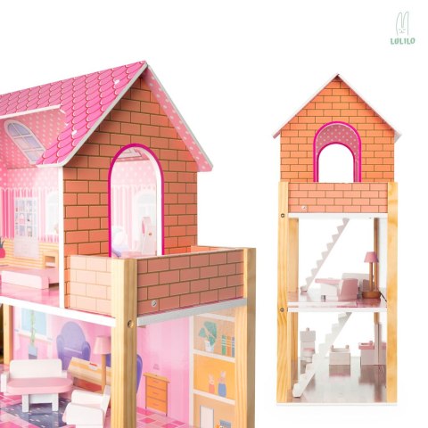 Domek dla lalek różowy drewniany LULILO Tulipo 70cm
