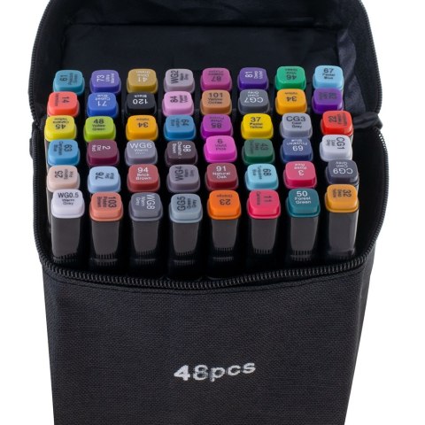 Markery dwustronne alkoholowe w etui 48 + podstawka Markery dwustronne alkoholowe w etui 48 + podstawka