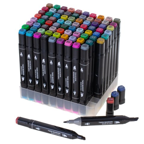 Markery dwustronne alkoholowe w etui 80 + podstawka Markery dwustronne alkoholowe w etui 80 + podstawka