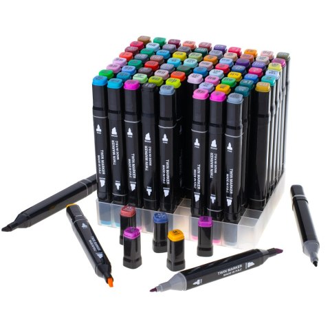 Markery dwustronne alkoholowe w etui 80 + podstawka Markery dwustronne alkoholowe w etui 80 + podstawka
