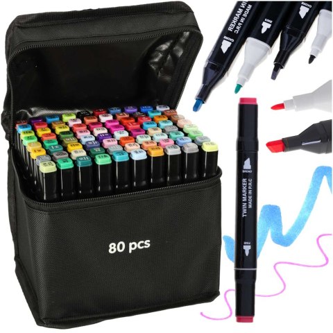 Markery dwustronne alkoholowe w etui 80 + podstawka Markery dwustronne alkoholowe w etui 80 + podstawka