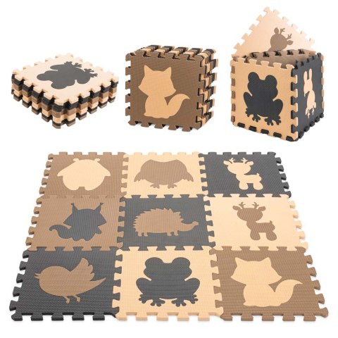 Mata edukacyjna piankowa puzzle brązowa 85 x 85 cm 9 elementów Mata edukacyjna piankowa puzzle brązowa 85 x 85 cm 9 elementów