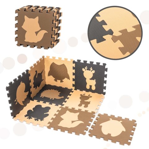 Mata edukacyjna piankowa puzzle brązowa 85 x 85 cm 9 elementów Mata edukacyjna piankowa puzzle brązowa 85 x 85 cm 9 elementów