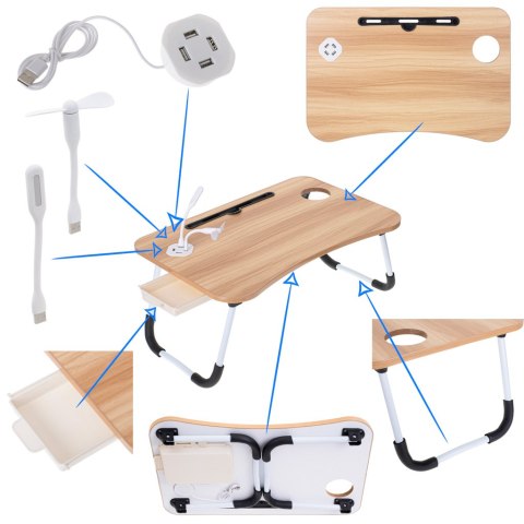 Stolik pod laptopa składany do łóżka podstawka USB Stolik pod laptopa składany do łóżka podstawka USB