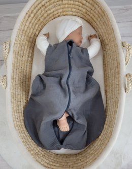 Muślinowy śpiworek dla dzieci zaokrąglony NEWBORN 0-6 mcy TOG 1.0 - antracyt
