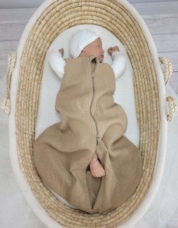 Muślinowy śpiworek dla dzieci zaokrąglony NEWBORN 0-6 mcy TOG 1.0 - camel