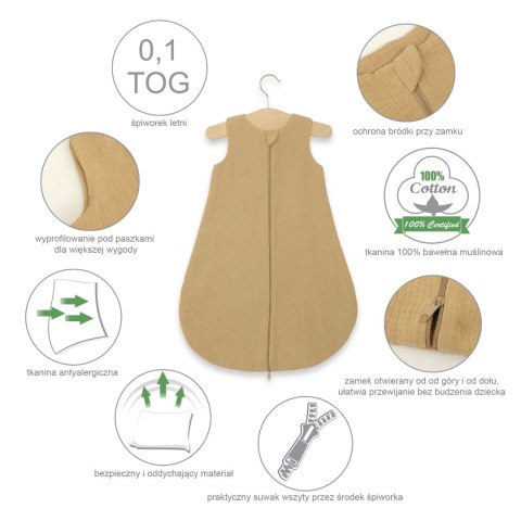 Muślinowy śpiworek dla dzieci zaokrąglony NEWBORN 0-6 mcy TOG 1.0 - cream Muślinowy śpiworek dla dzieci zaokrąglony NEWBORN 0-6 mcy TOG 1.0 - cream