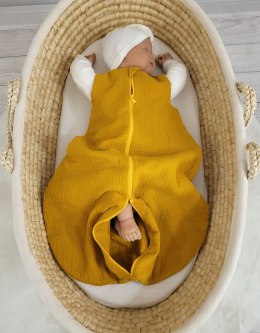 Muślinowy śpiworek dla dzieci zaokrąglony NEWBORN 0-6 mcy TOG 1.0 - musztardowy