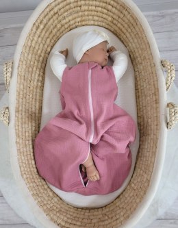 Muślinowy śpiworek dla dzieci zaokrąglony NEWBORN 0-6 mcy TOG 1.0 - róż retro