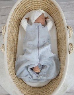 Muślinowy śpiworek dla dzieci zaokrąglony NEWBORN 0-6 mcy TOG 1.0 - szary