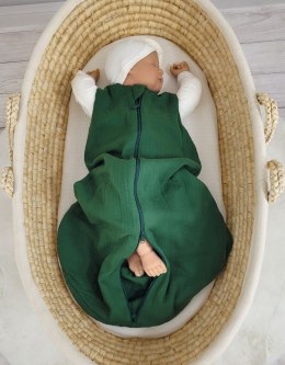 Muślinowy śpiworek dla dzieci zaokrąglony NEWBORN 0-6 mcy TOG 1.0 - zieleń lasu