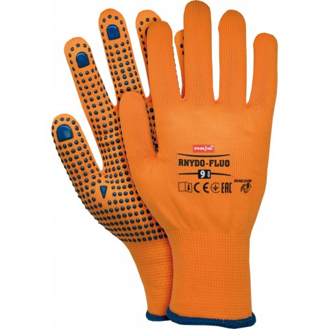 Rękawice REIS RNYDO-FLUO P poliestrowe nakrapiane pcv pomarańczowe fluorescencyjne roz.10/XL Rękawice REIS RNYDO-FLUO P poliestrowe nakrapiane pcv pomarańczowe fluorescencyjne roz.10/XL