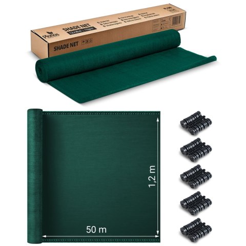 Siatka cieniująca 1,2x50m 140g/m2 + 50 zacisków zielona Siatka cieniująca 1,2x50m 140g/m2 + 50 zacisków zielona