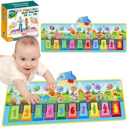 WOOPIE Mata Muzyczna XXL Dinusie 2w1 Pianinko 8 Melodii 110cm