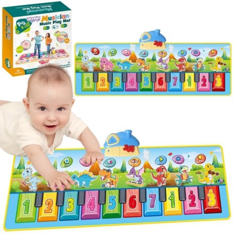 WOOPIE Mata Muzyczna XXL Dinusie 2w1 Pianinko 8 Melodii 110cm WOOPIE Mata Muzyczna XXL Dinusie 2w1 Pianinko 8 Melodii 110cm
