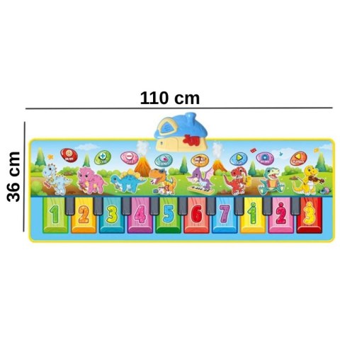 WOOPIE Mata Muzyczna XXL Dinusie 2w1 Pianinko 8 Melodii 110cm WOOPIE Mata Muzyczna XXL Dinusie 2w1 Pianinko 8 Melodii 110cm