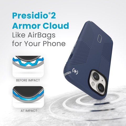 Speck Presidio2 Grip ClickLock & MagSafe - Etui iPhone 16e / iPhone 15 / iPhone 14 / iPhone 13 (Coastal Blue / Dust Grey / White Speck Presidio2 Grip ClickLock & MagSafe - Etui iPhone 16e / iPhone 15 / iPhone 14 / iPhone 13 (Coastal Blue / Dust Grey / White