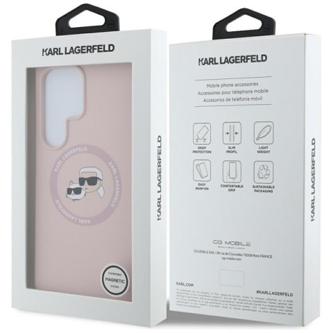 Karl Lagerfeld Silicone Double Heads And Circle MagSafe - Etui Samsung Galaxy S25 Ultra (różowy) Karl Lagerfeld Silicone Double Heads And Circle MagSafe - Etui Samsung Galaxy S25 Ultra (różowy)