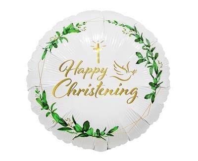 Balon foliowy Happy Christening (krzyż i gołąbek) 46cm Balon foliowy Happy Christening (krzyż i gołąbek) 46cm