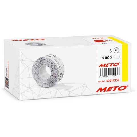 Etykiety cenowe w rolce do metkownicy jednorzędowej 22x12 mm, (6 sztuk) czerwone neon faliste, trwały klej, METO M30014355 Etykiety cenowe w rolce do metkownicy jednorzędowej 22x12 mm, (6 sztuk) czerwone neon faliste, trwały klej, METO M30014355