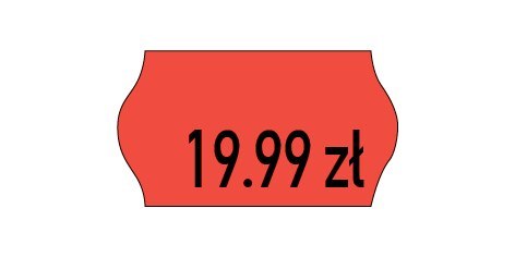 Etykiety cenowe w rolce do metkownicy jednorzędowej 22x12 mm, (6 sztuk) czerwone neon faliste, trwały klej, METO M30014355 Etykiety cenowe w rolce do metkownicy jednorzędowej 22x12 mm, (6 sztuk) czerwone neon faliste, trwały klej, METO M30014355