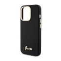 Guess Silicone Script Metal Logo & Frame - Etui iPhone 15 Pro Max (czarny)