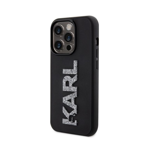 Karl Lagerfeld 3D Rubber Glitter Logo - Etui iPhone 15 Pro (czarny) Karl Lagerfeld 3D Rubber Glitter Logo - Etui iPhone 15 Pro (czarny)