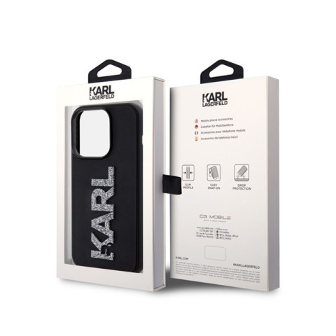Karl Lagerfeld 3D Rubber Glitter Logo - Etui iPhone 15 Pro (czarny) Karl Lagerfeld 3D Rubber Glitter Logo - Etui iPhone 15 Pro (czarny)