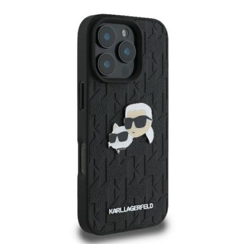 Karl Lagerfeld Monogram Karl & Chaoupette Head Pin - Etui iPhone 16 Pro Max (czarny) Karl Lagerfeld Monogram Karl & Chaoupette Head Pin - Etui iPhone 16 Pro Max (czarny)
