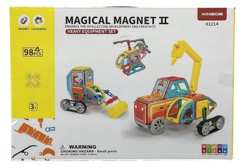 Klocki magnetyczne Magical Magnet Pojazdy Budowlane 6w1 98 el. Klocki magnetyczne Magical Magnet Pojazdy Budowlane 6w1 98 el.