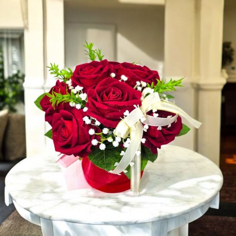 LUKSUSOWY FLOWERBOX CZERWONE RÓŻE W PUDEŁKU NA DZIEŃ MATKI URODZINY IMIENINY LUKSUSOWY FLOWERBOX CZERWONE RÓŻE W PUDEŁKU NA DZIEŃ MATKI URODZINY IMIENINY