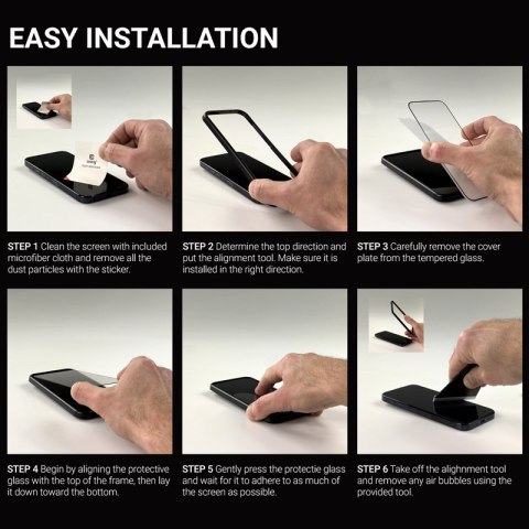Crong Anti-Bacterial 3D Armour Glass - Szkło hartowane 9H na cały ekran iPhone 15 Pro + ramka instalacyjna Crong Anti-Bacterial 3D Armour Glass - Szkło hartowane 9H na cały ekran iPhone 15 Pro + ramka instalacyjna