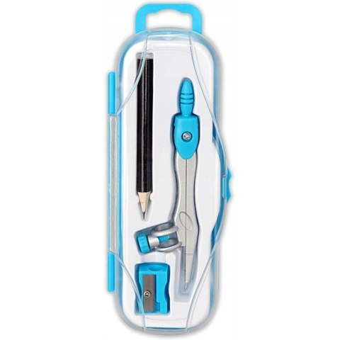 Cyrkiel szkolny z ołówkiem + temperówka w etui PC-102 niebieski TT7637 PENMATE Cyrkiel szkolny z ołówkiem + temperówka w etui PC-102 niebieski TT7637 PENMATE