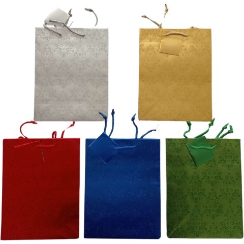Torebka metaliczna z brokatem mix kolor (12) 18x23x10 ROZETTE